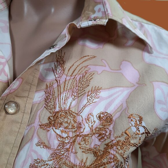 Y2K Parasuco Shirt Western Pearl Snap Size M Embroidered Skull Rock N Roll - Picture 5 of 14